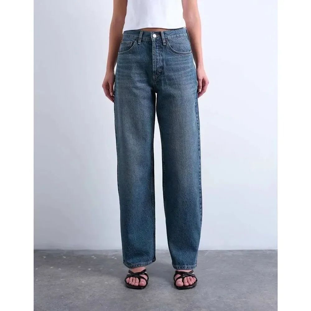 Topshop Column Jeans size 26 mid rise straight leg relaxed baggy